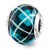 Teal Plaid Overlay Italian Charm Bead in Sterling Silver