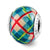 Green Plaid Overlay Italian Charm Bead in Sterling Silver