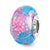 Pink & Blue Floral Overlay Charm Bead in Sterling Silver