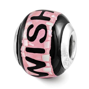 Sterling Silver Pink/Black MOP Wish Mosaic Bead Charm hide-image