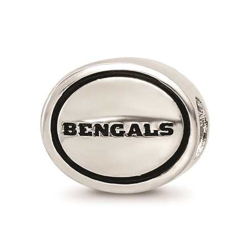 Antiqued Cincinnati Bengals NFL Charm Bead in Sterling Silver