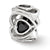 Black CZ Heart Charm Bead in Sterling Silver