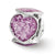 Violet Glitter Enameled Heart Charm Bead in Sterling Silver