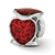 Red Glitter Enameled Heart Charm Bead in Sterling Silver