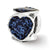 Blue Glitter Enameled Heart Charm Bead in Sterling Silver