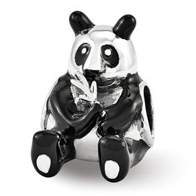 Sterling Silver Black Enamel Mama Panda Bead Charm hide-image