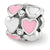 Pink Enameled w/ Swarovski Elements Hearts Charm Bead in Sterling Silver