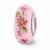 Pink Hand Painted Hope Floral Glass Charm Bead in Sterling Silver