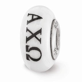 Sterling Silver Hand Painted Alpha Chi Omega Glass Bead Charm hide-image