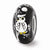 Sterling Silver Black Hand Painted White Owl Glass Bead Charm hide-image