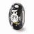 Black Hand Painted White Owl Glass Charm Bead in Sterling Silver