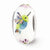 Sterling Silver White Hand Painted Bird Floral Glass Bead Charm hide-image