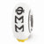 White Hand Painted Phi Sigma Sigma Glass Charm Bead in Sterling Silver