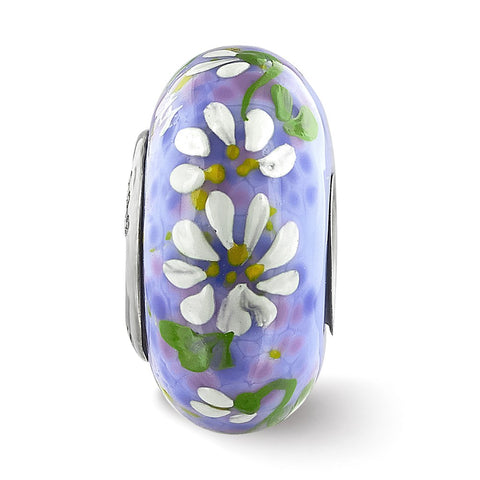 Daisy Tell Me True Fenton Glass Charm Bead in Sterling Silver