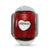 Heart Red Italian Glass Charm Bead in Sterling Silver