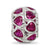 Polished Red Heart CZ Charm Bead in Sterling Silver