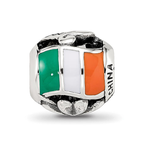 Enameled Ireland Theme Charm Bead in Sterling Silver