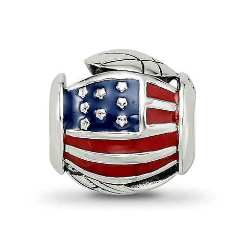 Enameled Travel,USA Theme Charm Bead in Sterling Silver