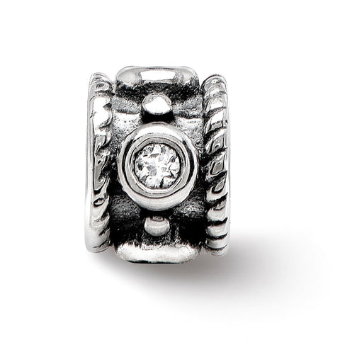 CZ Rope Kids Charm Bead in Sterling Silver