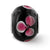 Pink Floral Black Glass Charm Bead in Sterling Silver