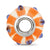 Blue Polka-Dot Orange And White Glass Charm Bead in Sterling Silver