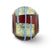 Foil Striped Red Glass Charm Bead in Sterling Silver