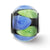 Blue And Green Dot Black Glass Charm Bead in Sterling Silver