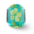 Gold Flecks Floral Blue Glass Charm Beads, in Sterling Silver