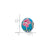 CZ Blue & Pink Floral Blue Glass Charm Bead in Sterling Silver