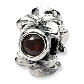 Sterling Silver Red CZ Bead Charm hide-image