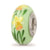 Hand Painted Daffodils March Fenton Glass Charm Bead in Sterling Silver