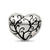 Black Enameled Charm Bead,Silver Ip-Plated Heart B in Sterling Silver