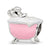 Pink Enamel & Czs Pig In A Bathtub Charm Bead in Sterling Silver