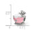 Pink Enamel & Czs Pig In A Bathtub Charm Bead in Sterling Silver