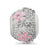 CZ Charm Bead With Pink Enameled Flowers in Sterling Silver