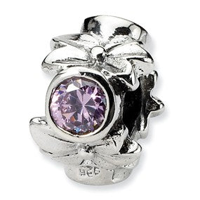 Sterling Silver Pink CZ Bead Charm hide-image