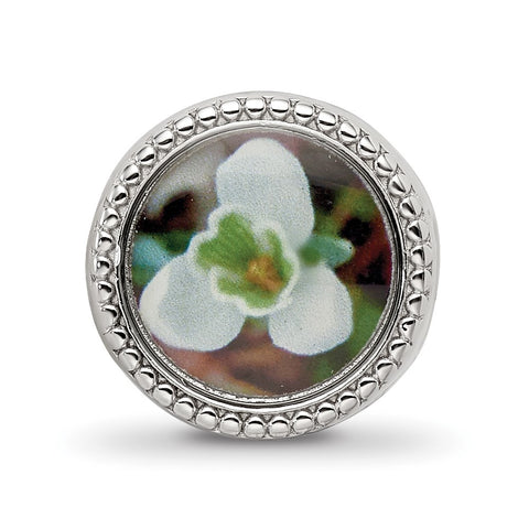 January Flower Charm Bead in Sterling Silver