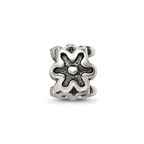 Antiqued Flower Kids Charm Bead in Sterling Silver