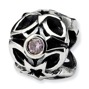 Sterling Silver Pink CZ Bead Charm hide-image