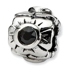 Sterling Silver Black CZ Bead Charm hide-image