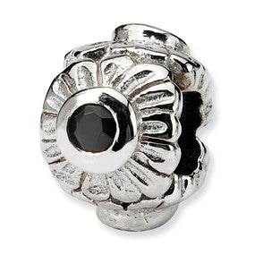 Sterling Silver Black CZ Bead Charm hide-image