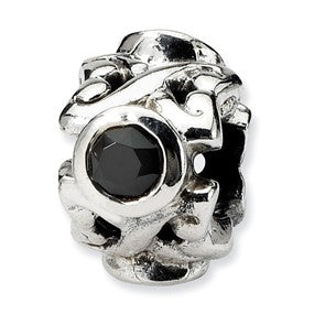 Sterling Silver Black CZ Bead Charm hide-image