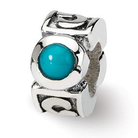 Sterling Silver Turquoise CZ Bead Charm hide-image