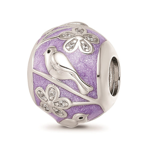 Enamel CZ Spring Theme Charm Bead in Sterling Silver