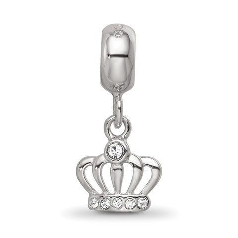 Crystals From Swarovski Crown Charm Dangle Bead in Sterling Silver