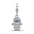 CZ & Blue Spinel Hamsa Charm in Sterling Silver