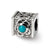 Turquoise CZ Charm Bead in Sterling Silver