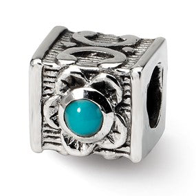 Sterling Silver Turquoise CZ Bead Charm hide-image