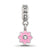 Crystals From Swarovski Pink Enamel Dangle Flower Charm Bead in Sterling Silver