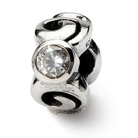 Sterling Silver CZ Bead Charm hide-image